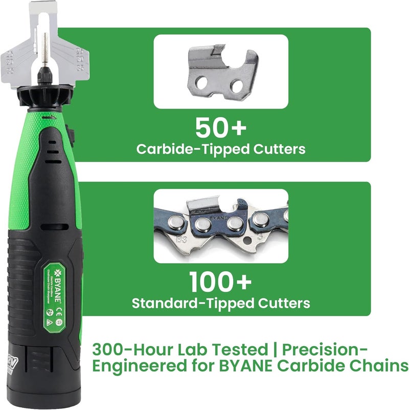 Byane Electric Cordless Diamond Chainsaw Sharpener Kit, 12V Portable Chain Saw Sharpener Tool, 2000mAh Battery Mini Grinder with 20Pcs Diamond Chainsaw Sharpening Bits for Carbide Tipped Chain - Image 4